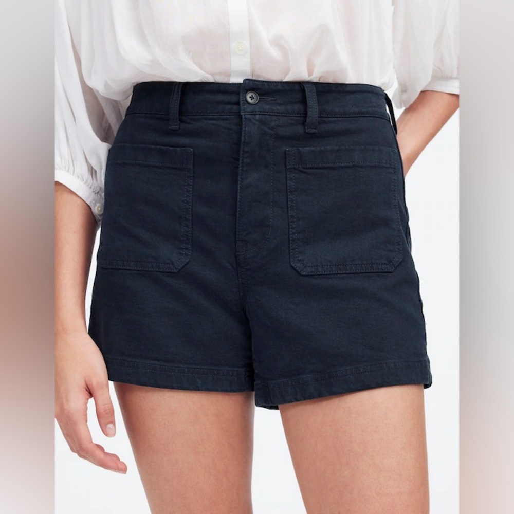 NWT Madewell Emmett Short in Garment-Dyed Twill: Patch Pocket Edition 25 Black
